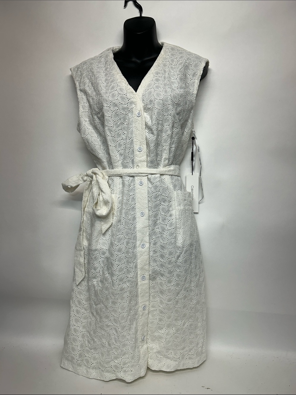 Calvin Klein women’s size 8 white dress 100% cotton new tags